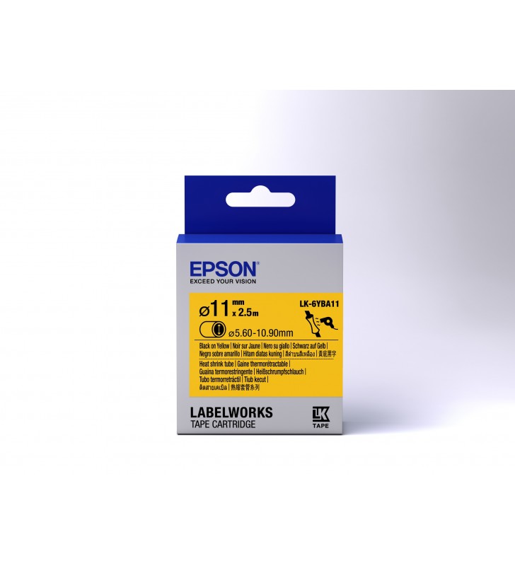 Epson rolă de etichete tub termoretractil (hst) lk-6yba11 negru/galben d11mm (2,5 m)