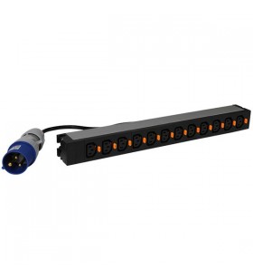 Legrand pdu 19'' 12 c13 outlets with cord locking system, 3m power supply cord with 16a iec 60309, 1u aluminium profile