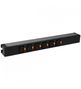 Legrand pdu 19'' 6 outlets german standard and single pole micro circuit breaker, 3m power supply cord with 16a