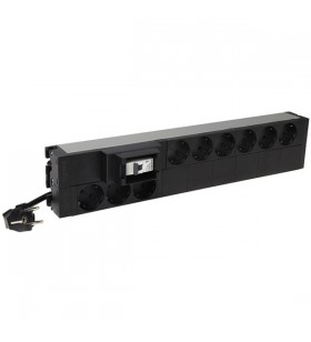 Legrand pdu 19'' 9 outlets german standard and single pole micro circuit breaker, 2u height, 3m power supply cord with 16a