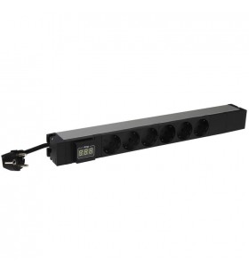 Legrand pdu 19'' 6 outlets german standard with ammeter, 3m power supply cord with 16a