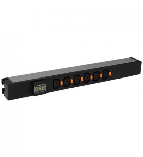 Legrand pdu 19'' 6 c13 outlets with ammeter, with cord locking system, connection on terminal block, 1u aluminium profile