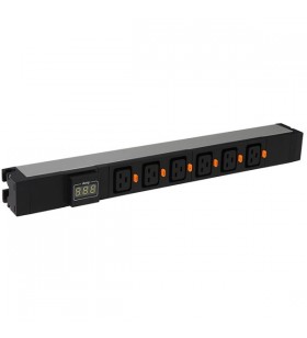 Legrand pdu 19'' 6 c19 outlets with ammeter, with cord locking system, connection on terminal block, 1u aluminium profile