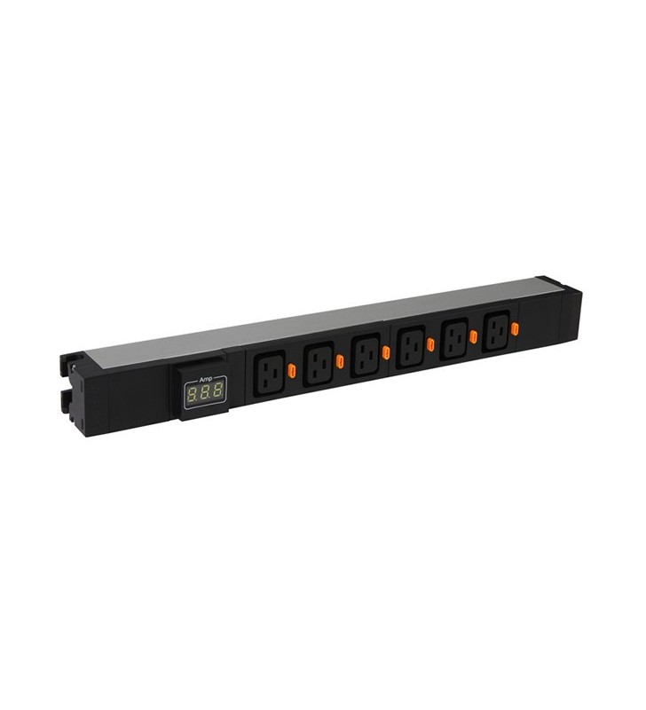 Legrand pdu 19'' 6 c19 outlets with ammeter, with cord locking system, connection on terminal block, 1u aluminium profile