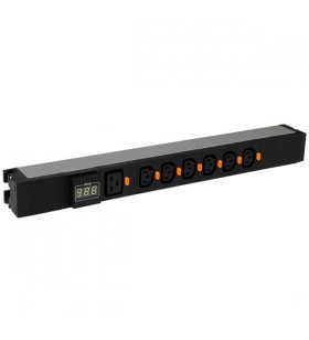 Legrand pdu 19'' 6 c13 + 1 c19 outlets with ammeter, with cord locking system, connection on terminal block, 1u aluminium prof