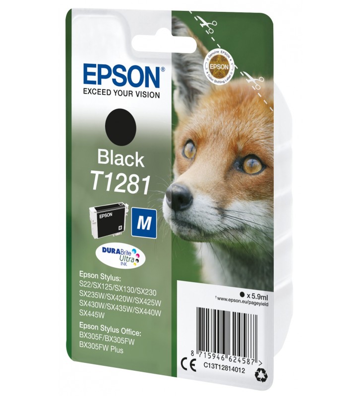 Epson fox singlepack black t1281 durabrite ultra ink