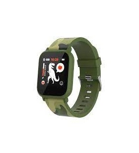 Kids smart watch, 1.3 inches ips full touch screen, green plastic body, ip68 waterproof, bt5.0, multi-sport mode, built-in kids game, compatibility with ios and android, 155mah battery, host: d42x w36x t9.9mm, strap: 240x22mm, 33g
