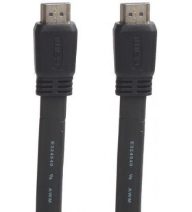 Cablu  date  hdmi connectech t/t,  2.5m, flat, high speed + ethernet cable, placat cu aur, black "ctv7823b" (bag)