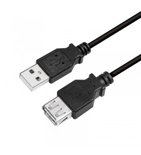 Cablu usb logilink prelungitor, usb 2.0 (t) la usb 2.0 (m),  3m, negru, "cu0011b"