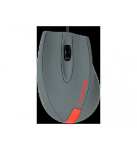 Mouse optic cu fir cu 3 taste, dpi 1000 cu cablu usb de 1,5 m, gri-roșu, dimensiune 68 * 110 * 38 mm, greutate: 0,072 kg