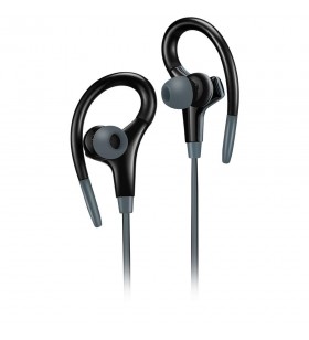 Canyon stereo sport earphones with microphone, cable length 1.2m, black, 32*58*25mm, 0.017kg