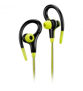 Canyon stereo sport earphones with microphone, cable length 1.2m, lime, 32*58*25mm, 0.017kg