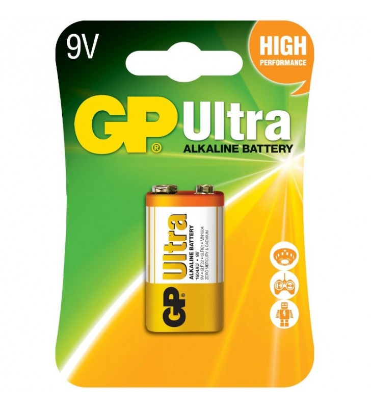 Baterie gp batteries, ultra alcalina (6lf22) 9v alcalina, blister 1 buc. "gp1604au-5ue1" "gppva9vau010" - 29836