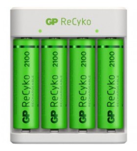 Incarcator gp batteries, recyko compatibil nimh (aa/aaa), include 2 x 2100 mah aa (r6), incarcare usb, 2 led-uri indicare incarcare, "gpe411210aahc-2b4" "gpacse411001"
