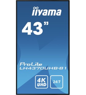 Iiyama lh4370uhb-b1 afișaj semne panou informare digital de perete 108 cm (42.5") va 4k ultra hd negru procesor încorporat