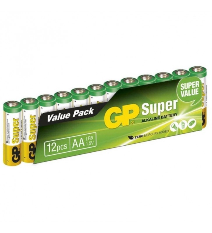Baterie gp batteries, super alcalina aa (lr6) 1.5v alcalina, shrink 12 buc. "gp15a-2ves12" "gppca15as121" - 18350
