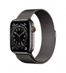 Open box apple watch s6 gps + cellular, 40mm graphite stainless steel case, graphite milanese loop