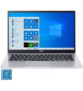 Laptop ultraportabi acer swift 1 sf114-33 cu procesor intel® celeron® quad core processor n4120 pana la 2.60 ghz, 14", full hd, 4gb, 256gb ssd,windows 10 home, silver