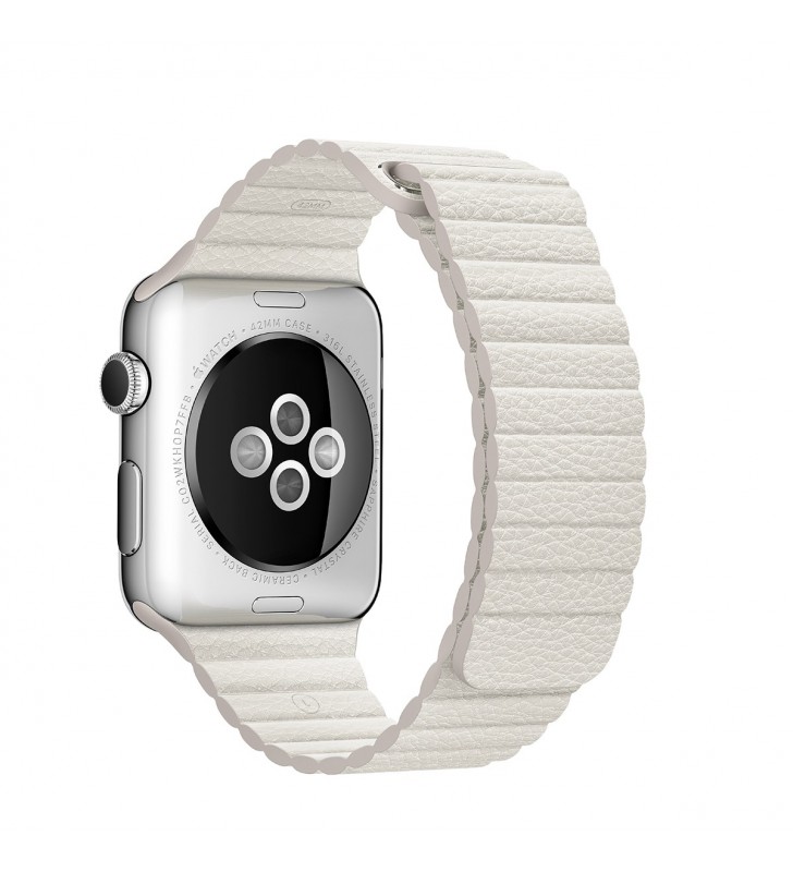 Curea apple pentru apple watch 42mm leather loop white - large