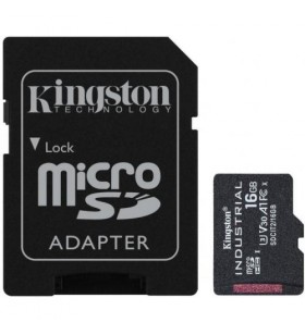 Memory card kingston industrial microsdhc, 16gb, clasa 10 + sd adapter