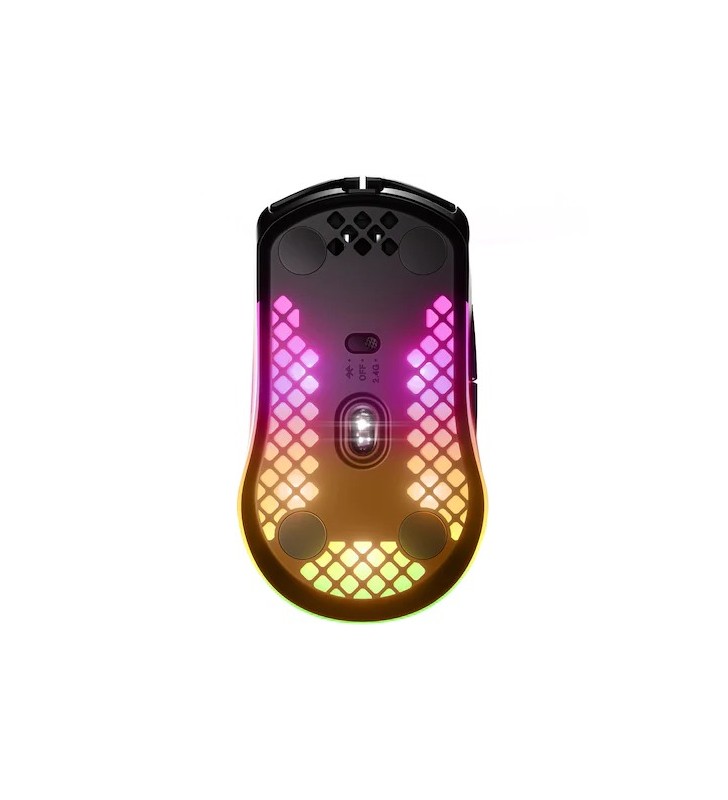 Mouse gaming wireless steelseries aerox 3, ultrausor 66g, 2.4ghz&bluetooth 5.0, fastcharge, ip54, usb-c, negru