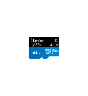 Lexar 64gb high-performance 633x microsdxc uhs-i, up to 100mb/s read 45mb/s write c10 a1 v30 u3, global ean: 843367119684