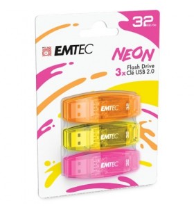 Stick memorie emtec c410 32gb, usb 2.0, neon 3pack