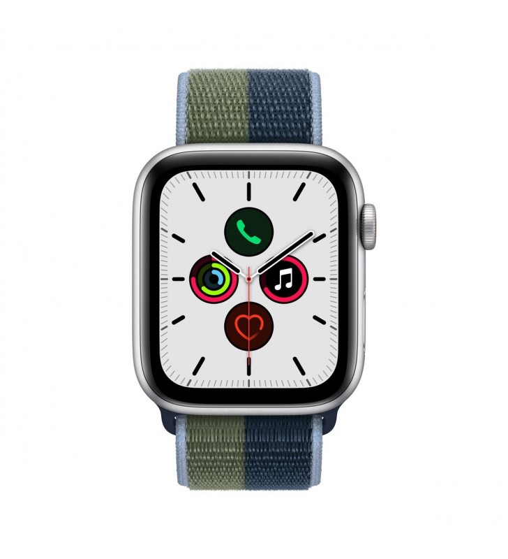 Apple watch se gps + cellular, 44mm silver aluminium case with abyss blue/moss green sport loop