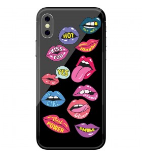 Husa capac spate puffy patches lips apple iphone xs