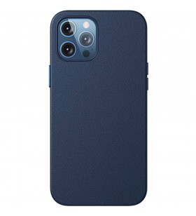 Husa capac spate magnetic leather case albastru apple iphone 12, iphone 12 pro