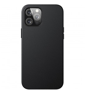 Husa capac spate magnetic leather case negru apple iphone 12 pro max