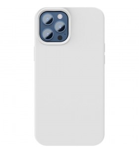 Husa capac spate liquid silica gel magnetic alb apple iphone 12 pro max