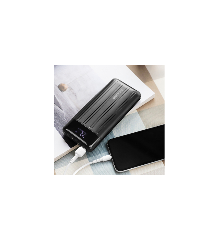 Baterie externa powerbank borofone bt21a, 20000 ma, 2 x usb, afisaj led, neagra