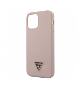 Husa tpu guess metal triangle pentru apple iphone 12 pro max, roz deschis guhcp12llstmlp