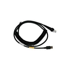 Cable: rs232 (5v signals), honeywell bioptic stratos aux, black, 10 pin modular, 3m (9.8´), coiled, host power possible (dependent upon scanner and stratos models)