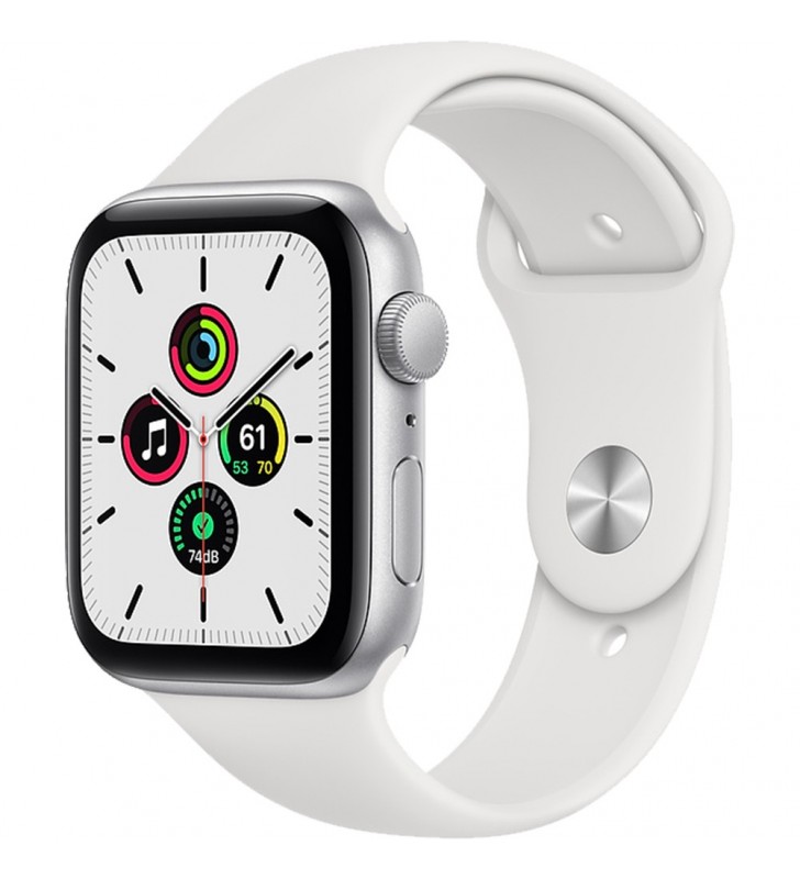 Smartwatch watch se 2020 40mm silver aluminium white si curea sport alb, gps - apple