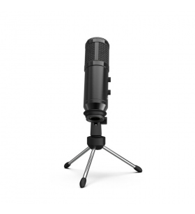 Lorgar gaming microphones, whole balck color, usb condenser microphone with volumn knob & echo kob, including 1x microphone, 1 x 2.5m usb cable, 1 x tripod stand, 1 x user manual, body size: φ47.4*158.2*48.1mm, weight: 243.0g