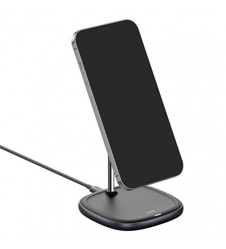 Incarcator wireless baseus swan qi 15w, incarcare magsafe iphone 12, material aluminiu, cablu type-c la usb inclus, negru "wxsw-01" (include timbru verde 0.15 lei)