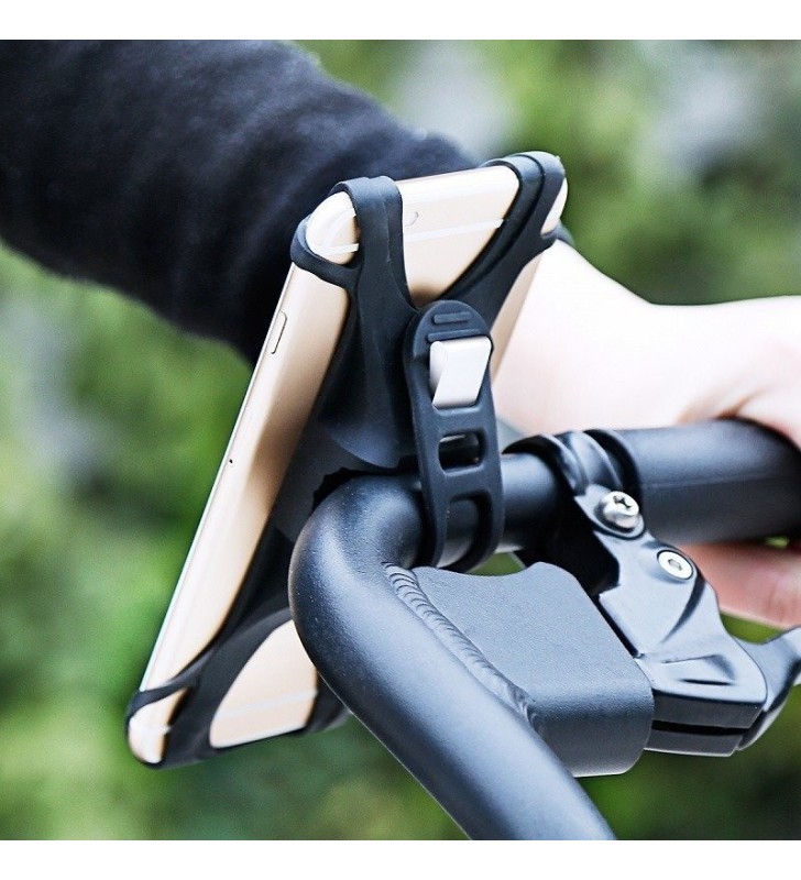 Suport bicicleta baseus miracle pt smartphone, fixare de bare de diferite dimensiuni, negru "sumir-by01"