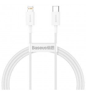 Cablu alimentare si date baseus superior, fast charging data cable pt. smartphone, usb type-c la lightning iphone pd 20w, 1.5m, alb "catlys-b02" (include tv 0.06 lei)