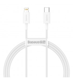 Cablu alimentare si date baseus superior, fast charging data cable pt. smartphone, usb type-c la lightning iphone pd 20w, 1m, alb "catlys-a02" (include tv 0.06 lei)