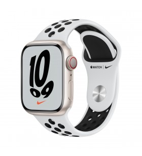 Apple watch nike 7 cellular, 41mm starlight aluminium case with pure platinum/black nike sport band