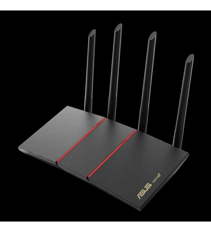 Asus rt-ax55 router wireless gigabit ethernet bandă dublă (2.4 ghz/ 5 ghz) negru
