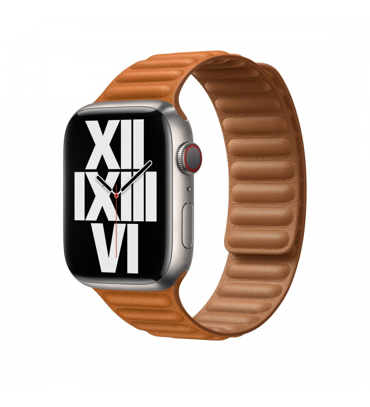Curea smartwatch apple leather link s, 45mm, golden brown