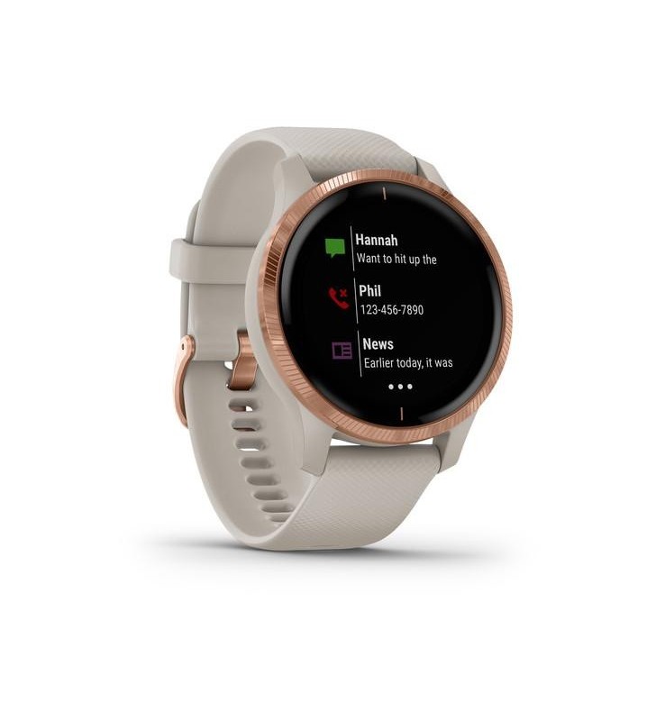 Smartwatch garmin, venu, ecran 1.2 inch, touchscreen da 1.2 inch, conectare prin bluetooth | gps | wifi, negru &amp; roz &amp; auriu, "010-02173-24" (include tv 0.15 lei)