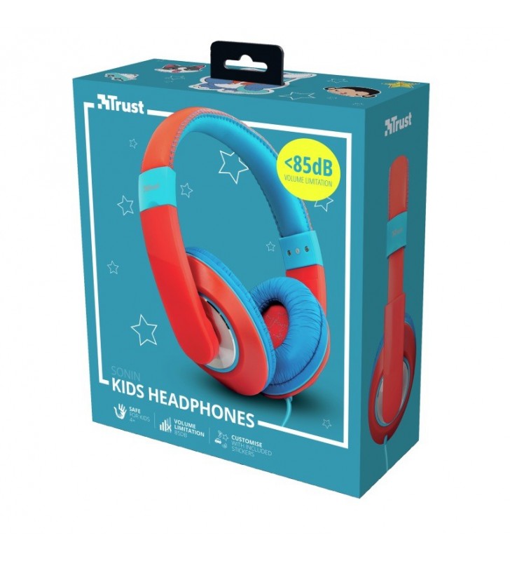 Trust 23585 cască audio & cască cu microfon prin cablu căști bandă de fixare pe cap muzică albastru, roşu