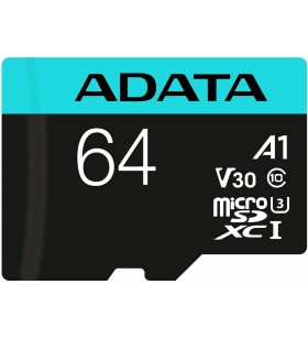 Card microsd adata, 64 gb, microsdhc, clasa 10, standard uhs-i u3, "ausdx64gui3v30sa2" (include tv 0.02 lei)