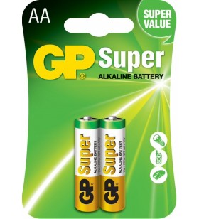 Baterie gp batteries, super alcalina aa (lr6) 1.5v alcalina, blister 2 buc. "gp15a-2ue2" "gppca15as014" (include tv 0.12 lei)