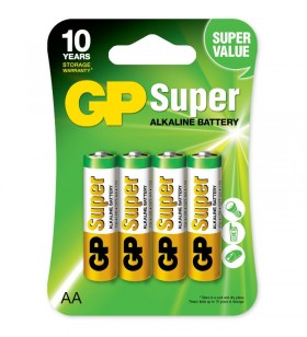 Baterie gp batteries, super alcalina aa (lr6) 1.5v alcalina, blister 4 buc. "gp15a-2ue4" "gppca15as015" - 53874 (include tv 0.24 lei)