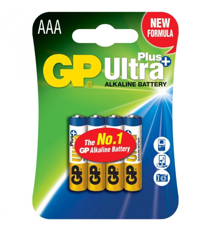 Baterie gp batteries, ultra+ alcalina aaa (lr03) 1.5v alcalina, blister 4 buc. "gp24aup-2ue4" "gppca24up028" (include tv 0.24 lei)